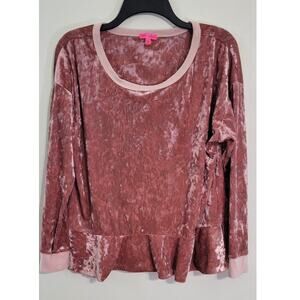 Betsey Johnson Pajamas Womens Medium 2 Piece Set Crushed Pink Velvet Pajamas
